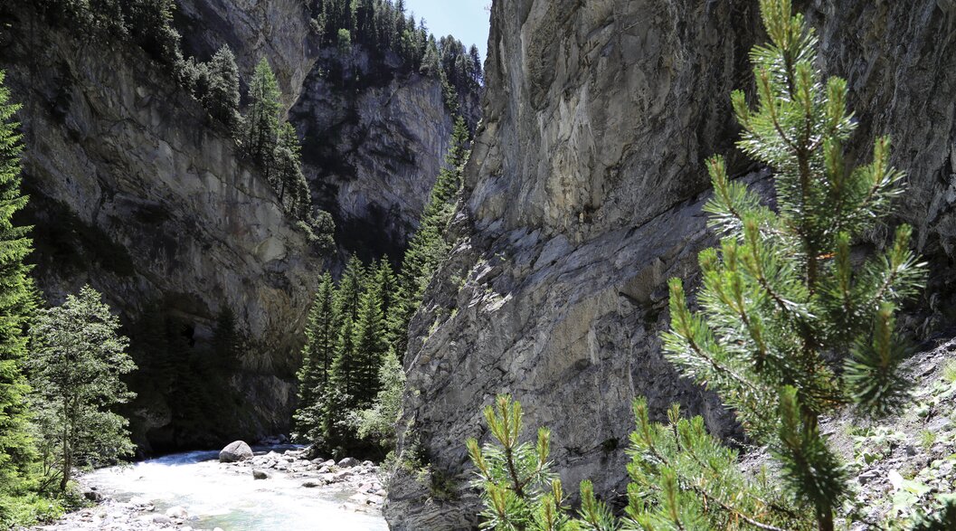 Zügenschlucht Davos | © Frederic Petignat Blick in die Zügenschlucht, die vom Bach Landwasser durchflossen wird. | © Frederic Petignat
