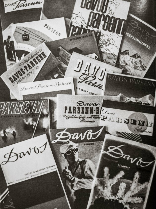 Vintage postcards Parsenn | © Davos Klosters Mountains Various old black and white postcards from Parsenn designed as a collage. | © Davos Klosters Mountains