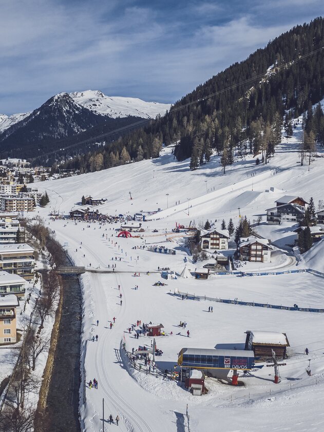 Bolgenareal am Jakobshorn mit Blick auf das Seehorn. | © Davos Klosters Mountains