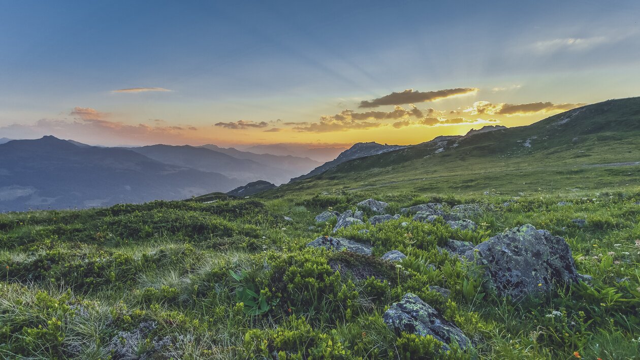 Sommerliches Bergpanorama von Madrisa aus. | © Davos Klosters Mountains