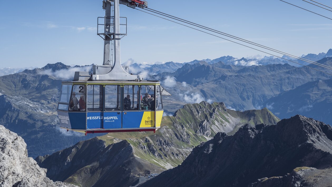 Die Weissfluh Gipfelbahn mit Blick in richtung Prättigau. | © Davos Klosters Mountains