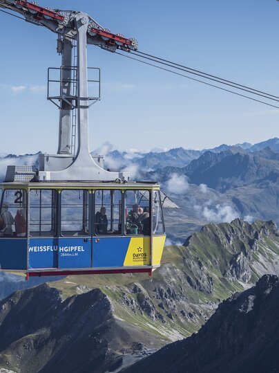 Die Weissfluh Gipfelbahn mit Blick in richtung Prättigau. | © Davos Klosters Mountains