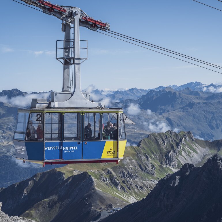 Die Weissfluh Gipfelbahn mit Blick in richtung Prättigau. | © Davos Klosters Mountains