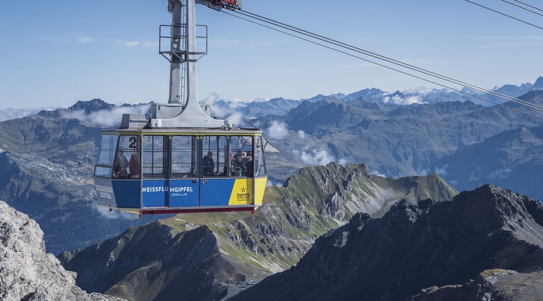 Die Weissfluh Gipfelbahn mit Blick in richtung Prättigau. | © Davos Klosters Mountains