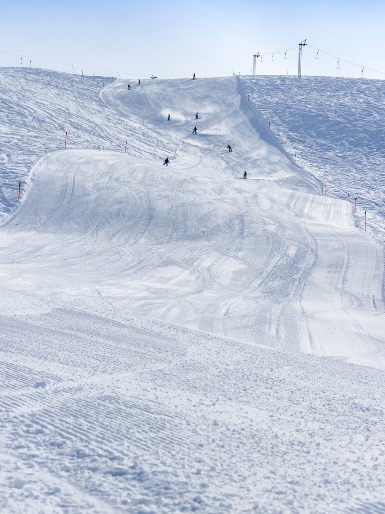 Hubel run | © Davos Klosters Mountains The red run called Hubel at the Rinerhorn. | © Davos Klosters Mountains