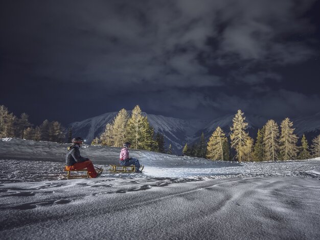 Nachtschlitteln am Rinerhorn  | © Davos Klosters Mountains 