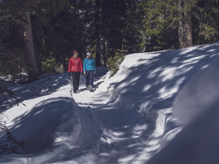 2 Wanderer auf Winterwanderweg | © Davos Klosters Mountains 